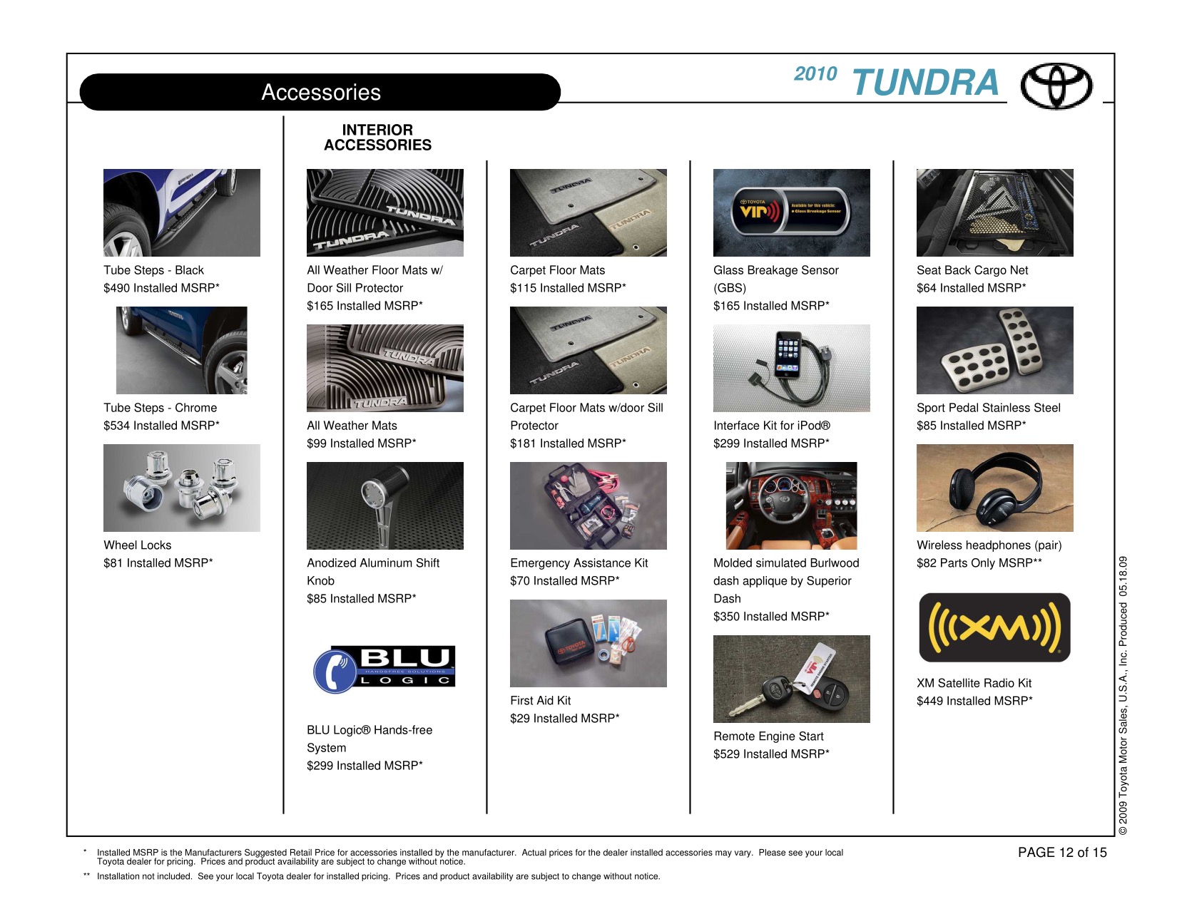 2010 Toyota Tundra CM 4x4 Brochure Page 1
